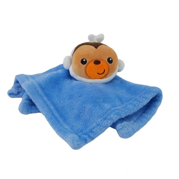 Fisher Price Mon Cheri Baby Monkey Lovey Blue Security Blanket 12" Plush